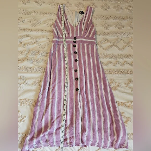 Lulus Striped Button-Front Maxi Dress in Lavender/Pink and White - Picture 6 of 15